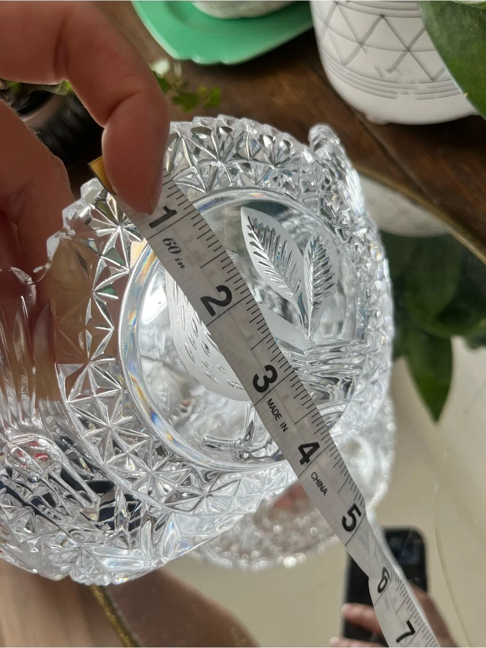 vintage Hofbauer crystal cut bird design bowl from 